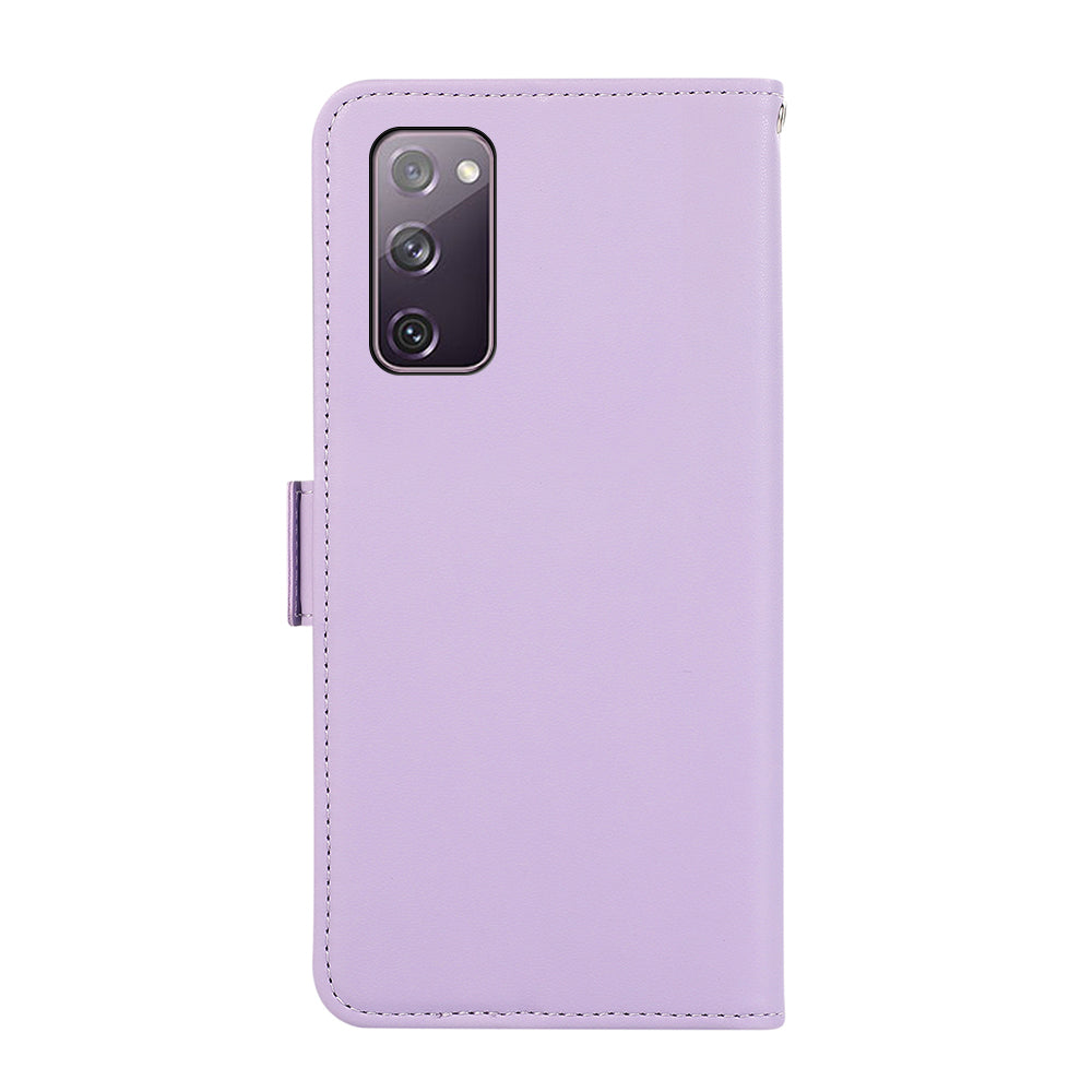ABEEL For Samsung Galaxy S20 FE / S20 FE 5G / S20 FE 2022 / S20 Lite Case Leather RFID Blocking Wallet Phone Shell - Purple