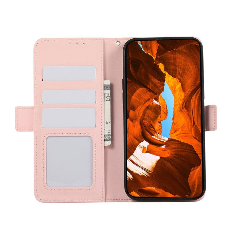 ABEEL For Samsung Galaxy S21 Ultra 5G Cover RFID Blocking PU Leather Wallet Phone Stand Case - Pink