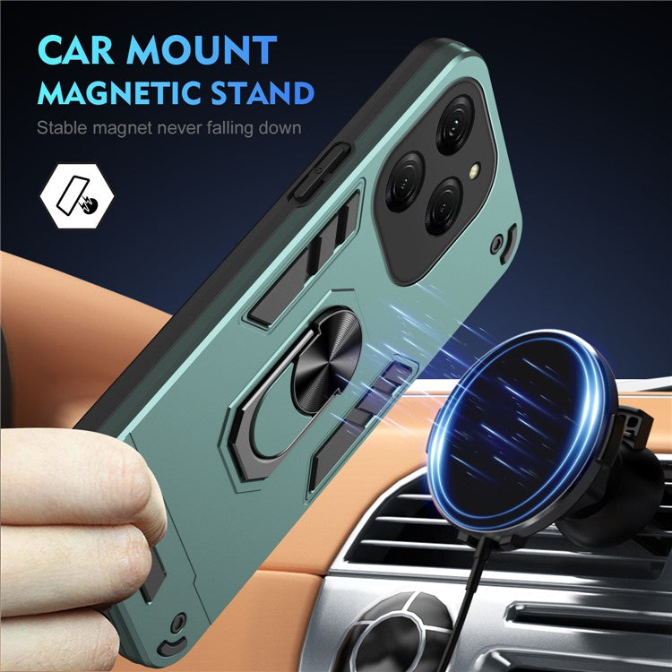 For TECNO Spark 20 Pro / Infinix Hot 40 / 40 Pro Case PC+TPU Kickstand Magnetic Car Mount Phone Cover - Green