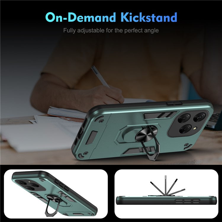 For TECNO Spark 20 Pro / Infinix Hot 40 / 40 Pro Case PC+TPU Kickstand Magnetic Car Mount Phone Cover - Green