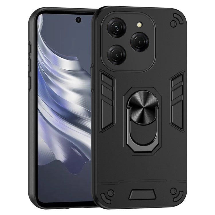 For TECNO Spark 20 Pro / Infinix Hot 40 / 40 Pro Case PC+TPU Kickstand Magnetic Car Mount Phone Cover - Black