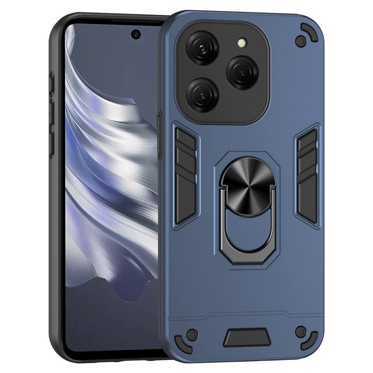 For TECNO Spark 20 Pro / Infinix Hot 40 / 40 Pro Case PC+TPU Kickstand Magnetic Car Mount Phone Cover - Blue