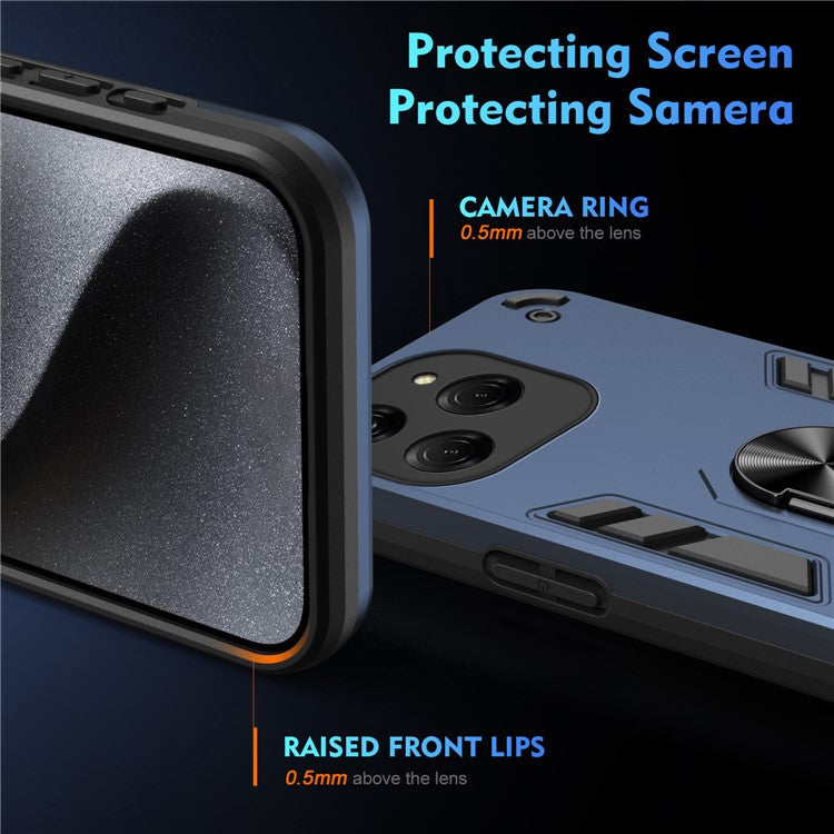 For TECNO Spark 20 Pro / Infinix Hot 40 / 40 Pro Case PC+TPU Kickstand Magnetic Car Mount Phone Cover - Blue