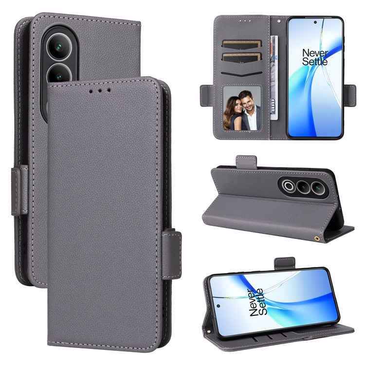 For OnePlus Ace 3V 5G Litchi Texture Case PU Leather Flip Wallet Phone Cover - Grey