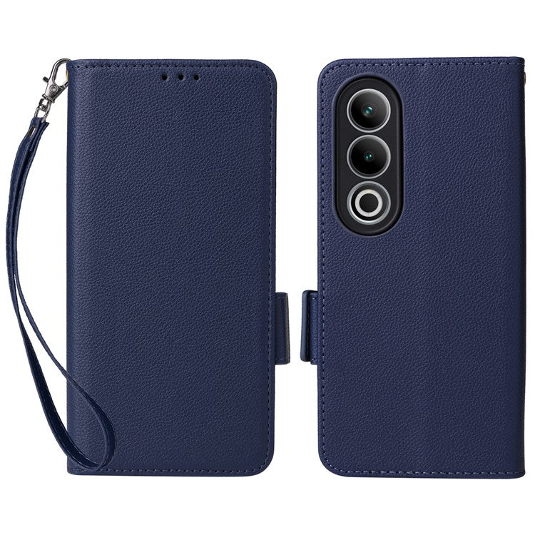 For OnePlus Ace 3V 5G Litchi Texture Case PU Leather Flip Wallet Phone Cover - Dark Blue