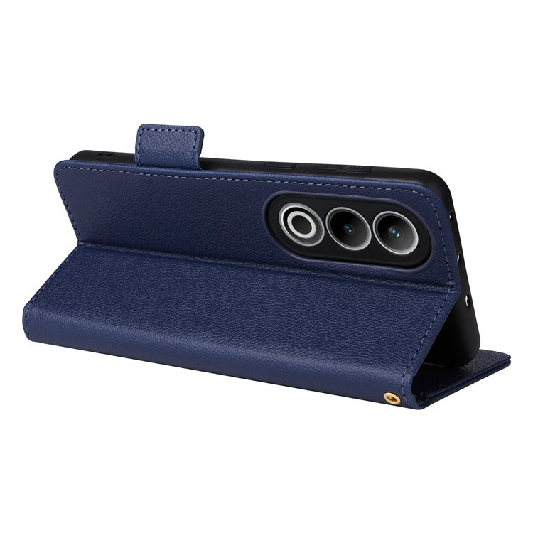 For OnePlus Ace 3V 5G Litchi Texture Case PU Leather Flip Wallet Phone Cover - Dark Blue