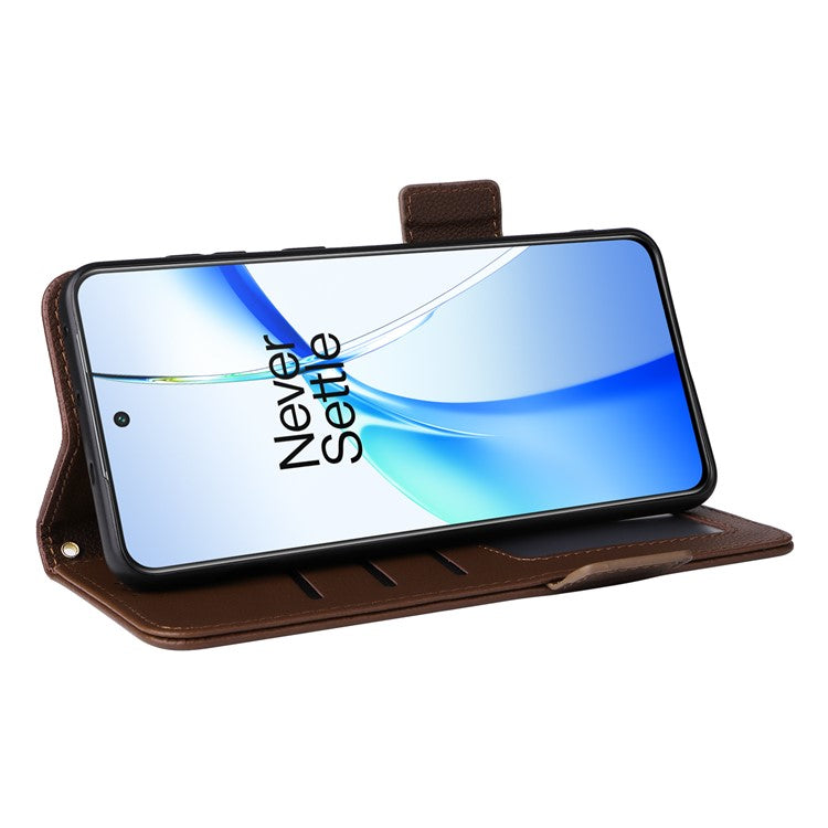 For OnePlus Ace 3V 5G Litchi Texture Case PU Leather Flip Wallet Phone Cover - Brown