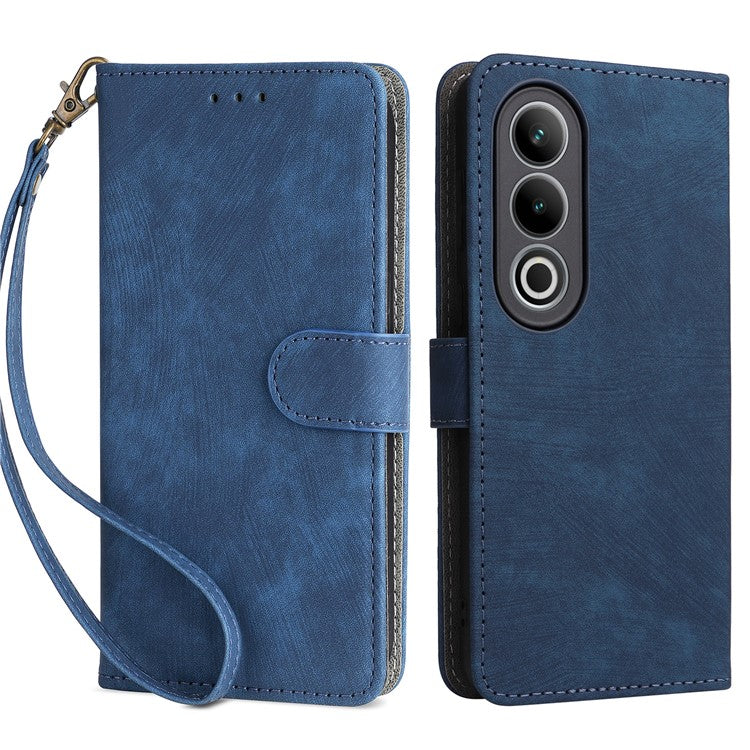 For OnePlus Ace 3V 5G Case RFID Blocking Wallet Leather Cellphone Cover with Hand Strap - Blue