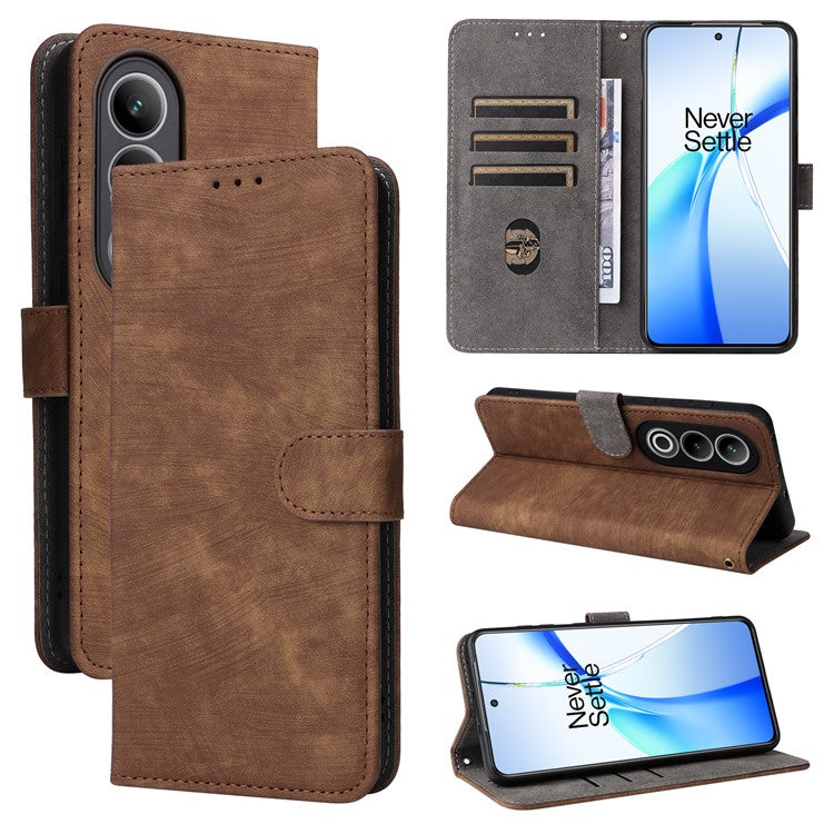 For OnePlus Ace 3V 5G Case RFID Blocking Wallet Leather Cellphone Cover with Hand Strap - Brown
