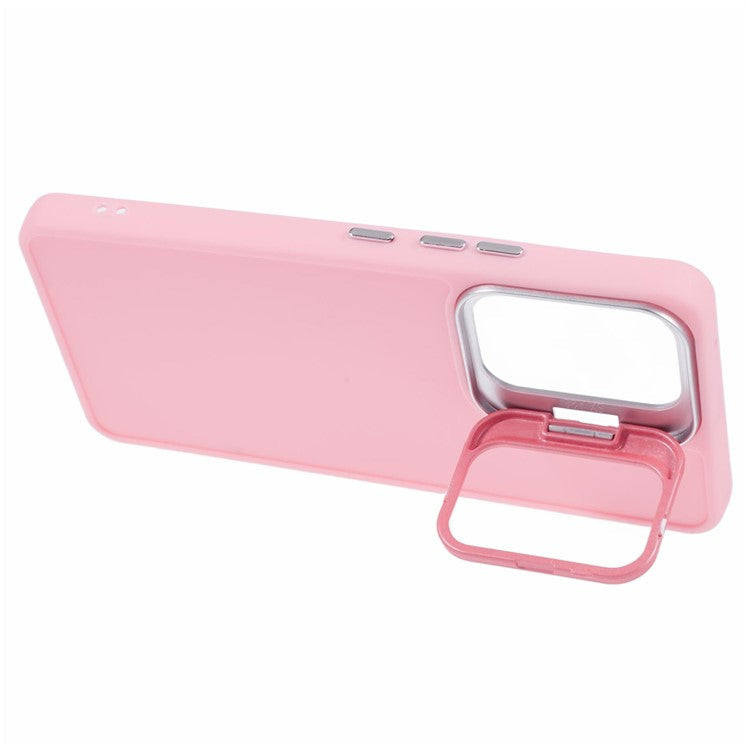 QH Series for Samsung Galaxy A53 5G Silicone Case Protective Phone Cover with Lens Kickstand - Pink