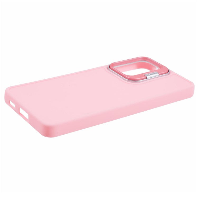 QH Series for Samsung Galaxy A53 5G Silicone Case Protective Phone Cover with Lens Kickstand - Pink