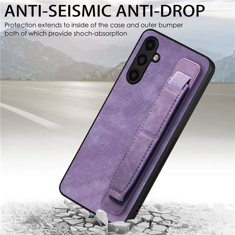 D11 For Samsung Galaxy S23 FE PU+TPU Phone Cover Retro Texture Kickstand Case - Purple