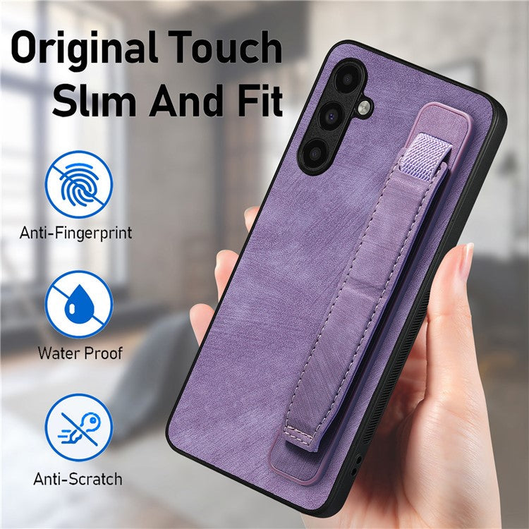 D11 For Samsung Galaxy S23 FE PU+TPU Phone Cover Retro Texture Kickstand Case - Purple