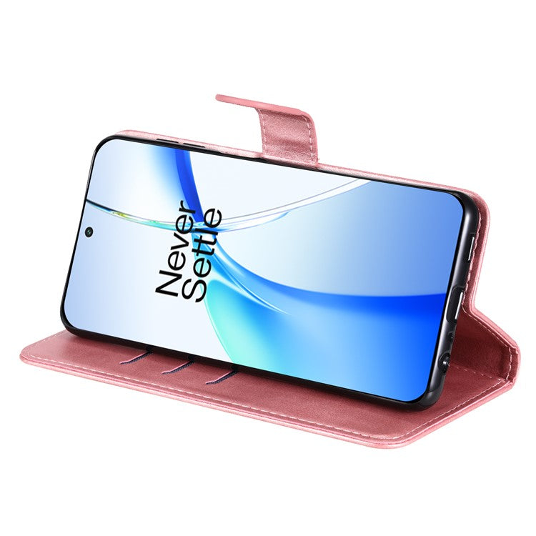 For OnePlus Ace 3V 5G Case Zipper Pocket Calf Texture Leather Folio Wallet Phone Cover - Pink