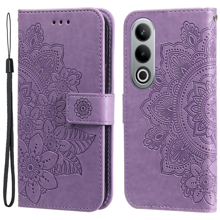 For OnePlus Ace 3V 5G Cell Phone Stand Case Imprinted Flower Pattern Wallet Cover - Purple