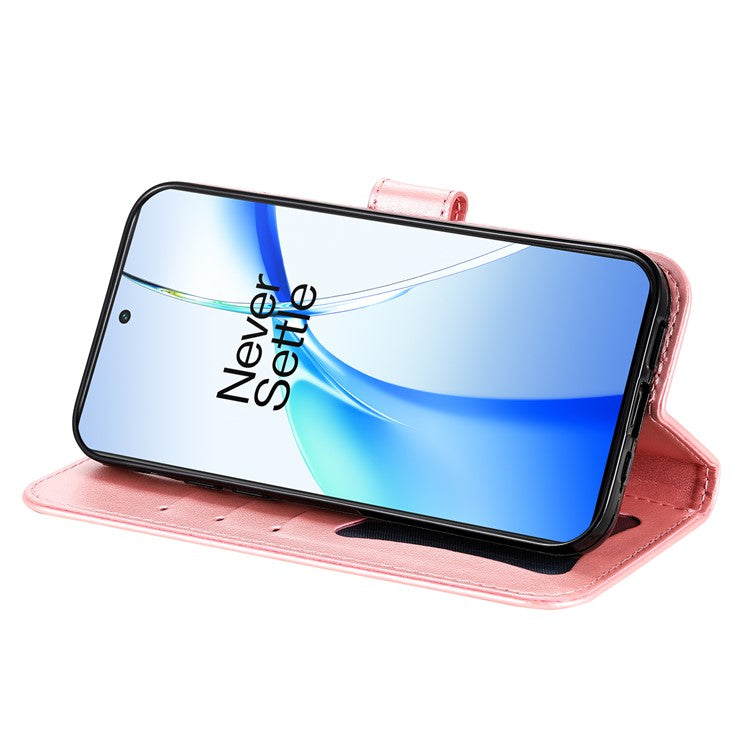 For OnePlus Ace 3V 5G Cell Phone Stand Case Imprinted Flower Pattern Wallet Cover - Pink