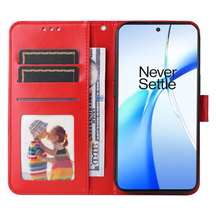For OnePlus Ace 3V 5G Leather Case Wallet Style Imprinted Sunflower Cell Phone Cover - Red