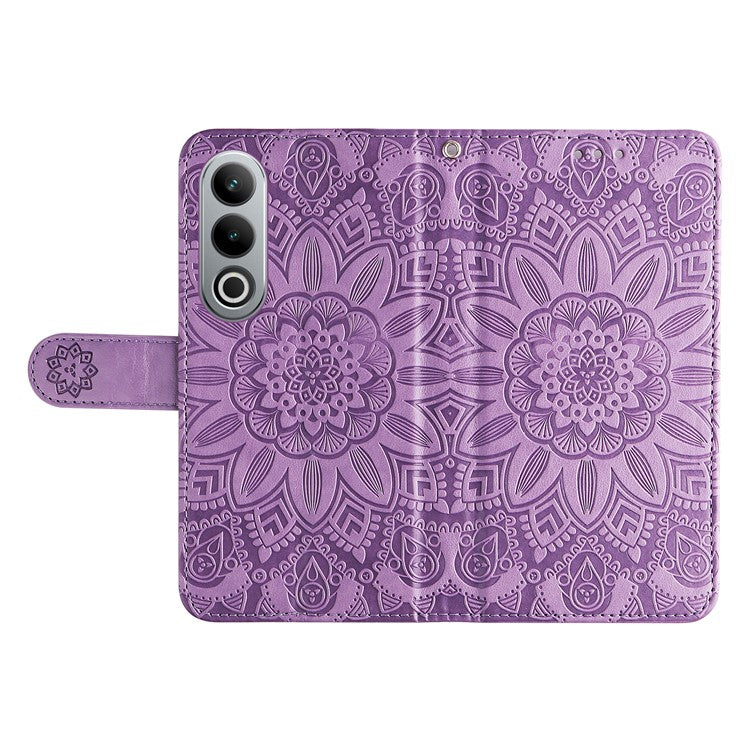 For OnePlus Ace 3V 5G Leather Case Wallet Style Imprinted Sunflower Cell Phone Cover - Purple