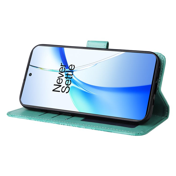 For OnePlus Ace 3V 5G Leather Case Wallet Style Imprinted Sunflower Cell Phone Cover - Green