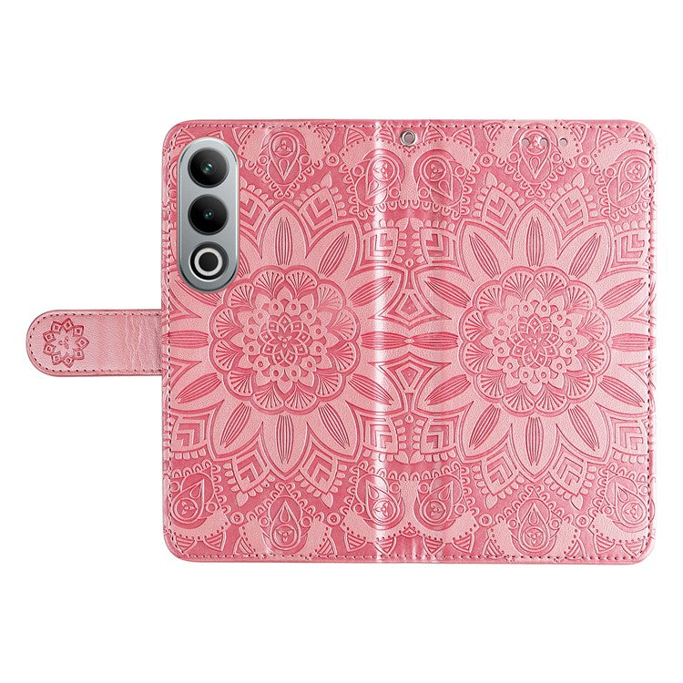 For OnePlus Ace 3V 5G Leather Case Wallet Style Imprinted Sunflower Cell Phone Cover - Pink