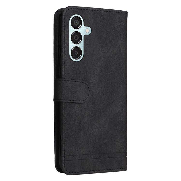 For Samsung Galaxy M15 5G / F15 5G Wallet Case Skin-touch Feel Leather Phone Cover - Black