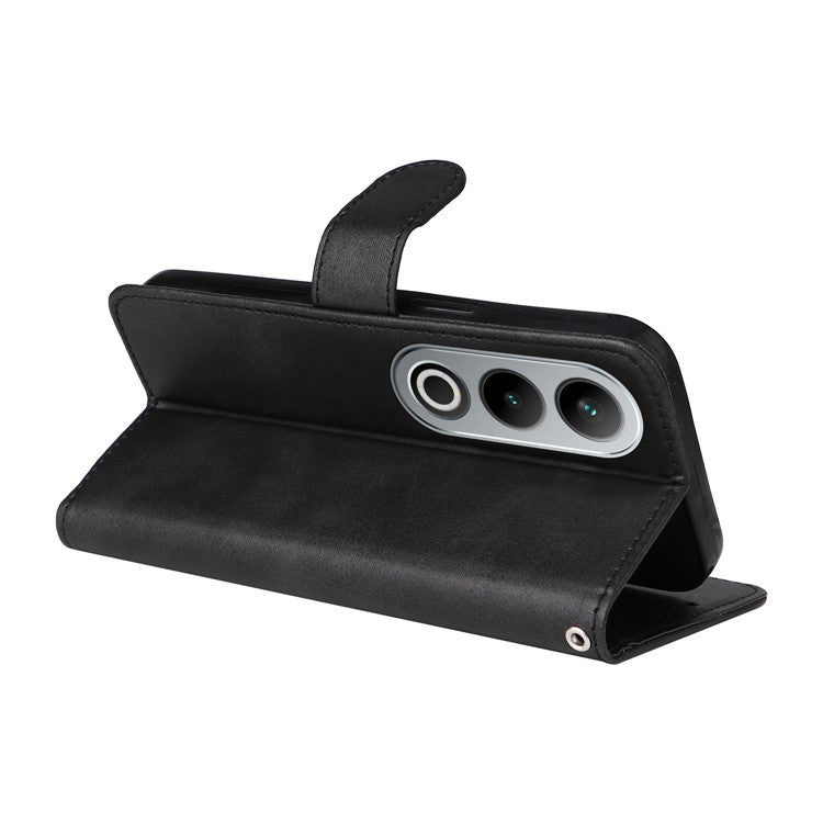 For OnePlus Ace 3V 5G Case PU Leather 3 Card Slots Wallet Calf Texture Phone Cover - Black