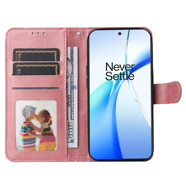 For OnePlus Ace 3V 5G Case PU Leather 3 Card Slots Wallet Calf Texture Phone Cover - Pink