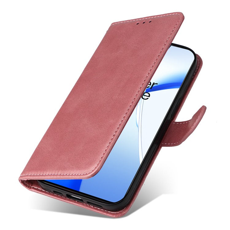For OnePlus Ace 3V 5G Case PU Leather 3 Card Slots Wallet Calf Texture Phone Cover - Pink