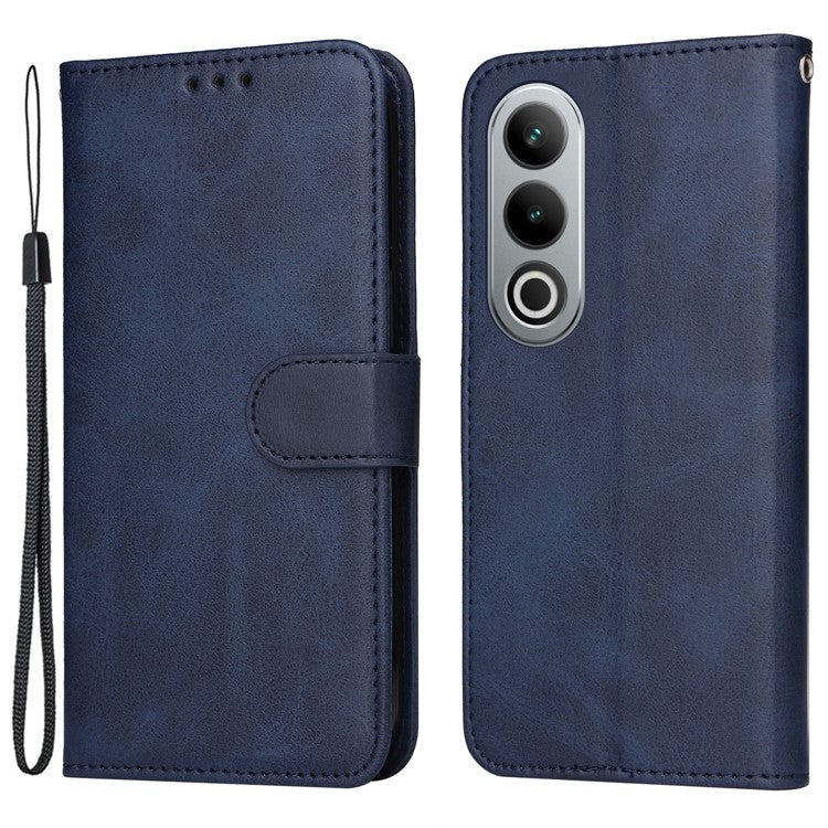 For OnePlus Ace 3V 5G Case PU Leather 3 Card Slots Wallet Calf Texture Phone Cover - Blue