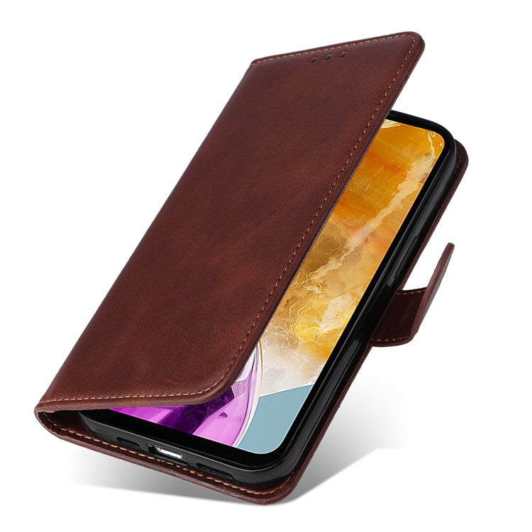 For Samsung Galaxy M15 5G / F15 5G Case PU Leather Phone Cover with Viewing Stand / 3 Card Holder - Brown