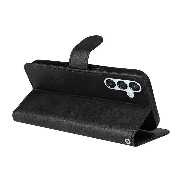 For Samsung Galaxy M15 5G / F15 5G Case PU Leather Phone Cover with Viewing Stand / 3 Card Holder - Black