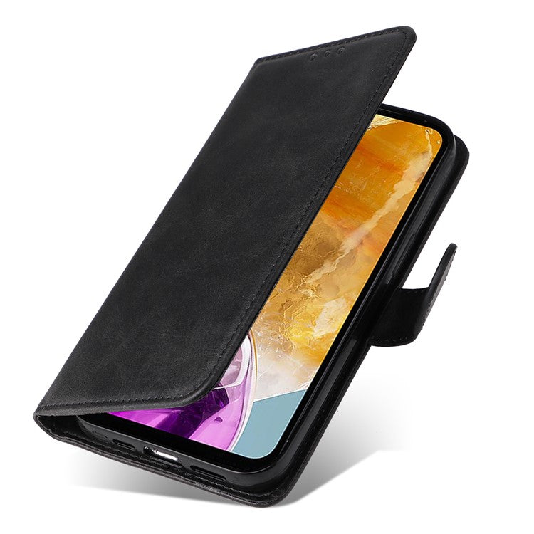 For Samsung Galaxy M15 5G / F15 5G Case PU Leather Phone Cover with Viewing Stand / 3 Card Holder - Black