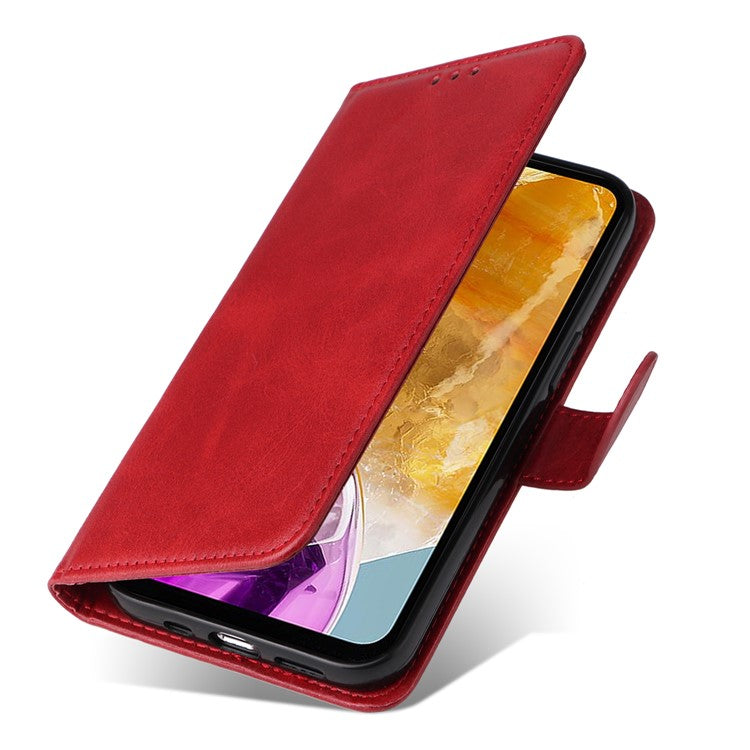 For Samsung Galaxy M15 5G / F15 5G Case PU Leather Phone Cover with Viewing Stand / 3 Card Holder - Red