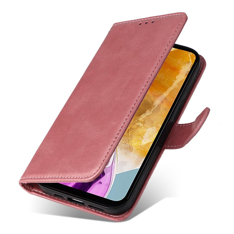For Samsung Galaxy M15 5G / F15 5G Case PU Leather Phone Cover with Viewing Stand / 3 Card Holder - Pink