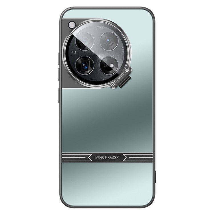 For OnePlus 12 5G Cell Phone Cases Matte PC+TPU Cover with Lens Frame Kickstand - Cyan