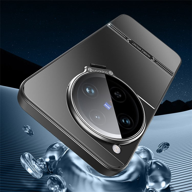 For OnePlus 12 5G Cell Phone Cases Matte PC+TPU Cover with Lens Frame Kickstand - Silver