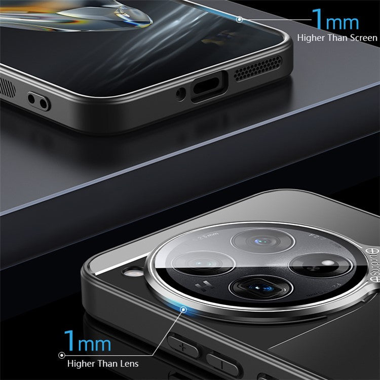 For OnePlus 12 5G Cell Phone Cases Matte PC+TPU Cover with Lens Frame Kickstand - Silver