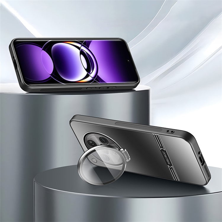Phone Case for Oppo Find X7 5G PC+TPU Cover with Lens Film Matte Kickstand Cover - Black