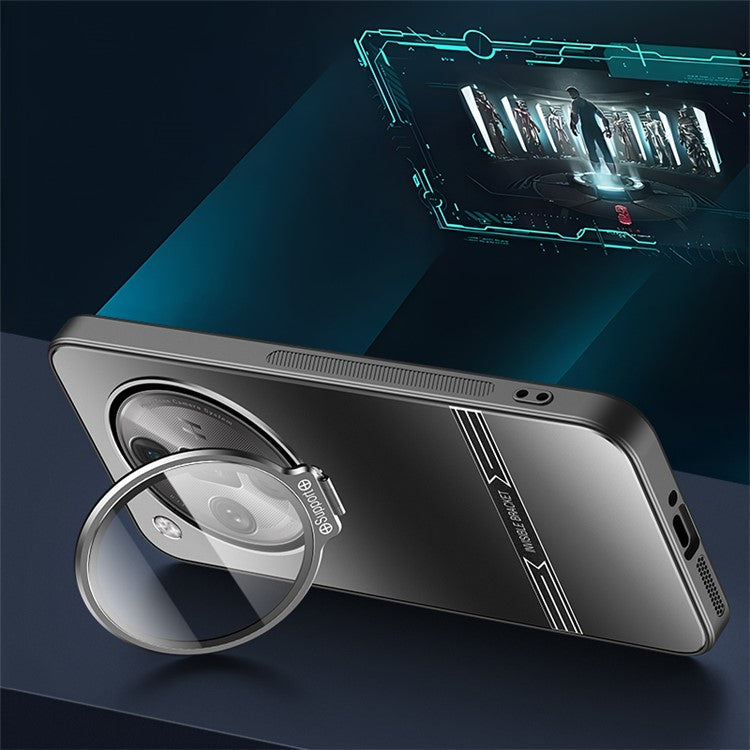 Phone Case for Oppo Find X7 5G PC+TPU Cover with Lens Film Matte Kickstand Cover - Black