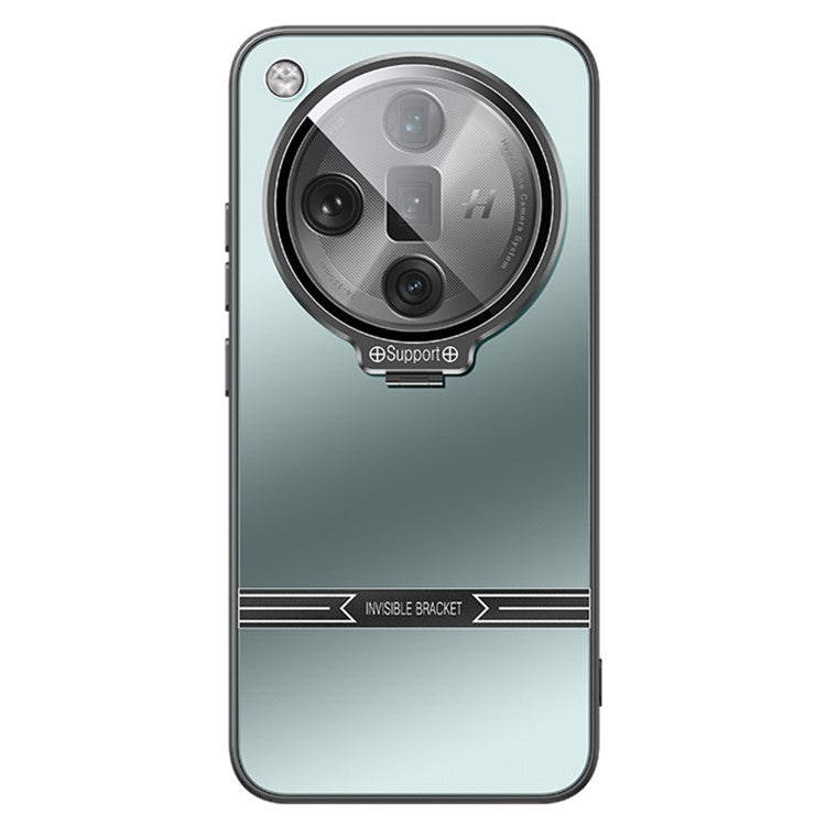 Phone Case for Oppo Find X7 5G PC+TPU Cover with Lens Film Matte Kickstand Cover - Cyan