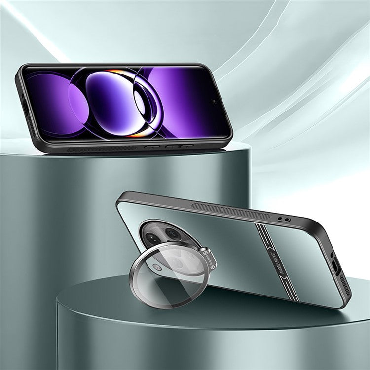 Phone Case for Oppo Find X7 5G PC+TPU Cover with Lens Film Matte Kickstand Cover - Cyan