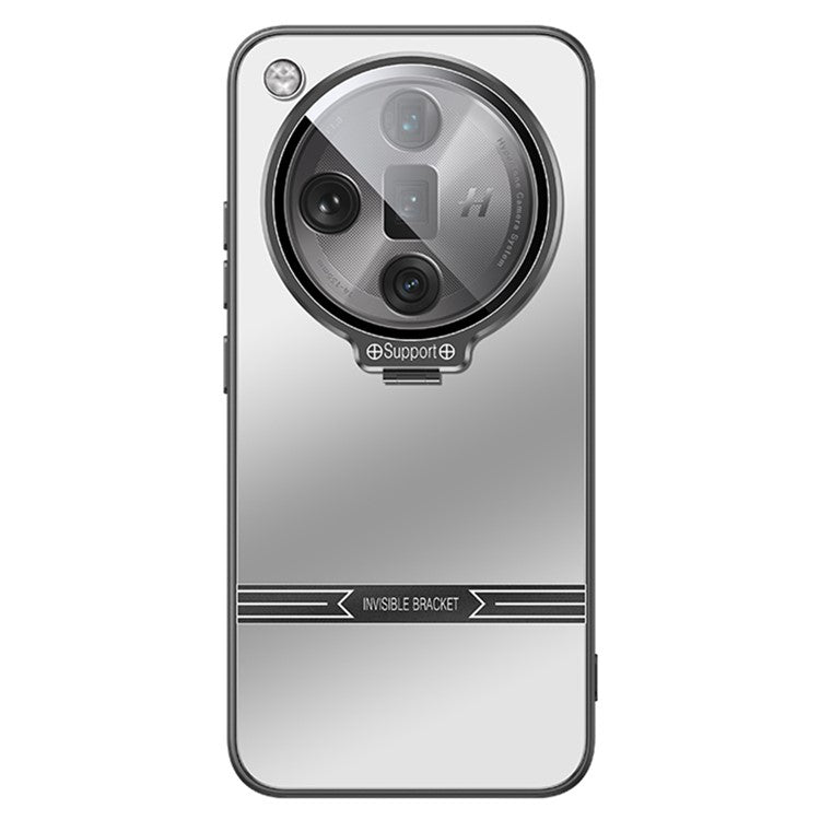 Phone Case for Oppo Find X7 5G PC+TPU Cover with Lens Film Matte Kickstand Cover - Silver