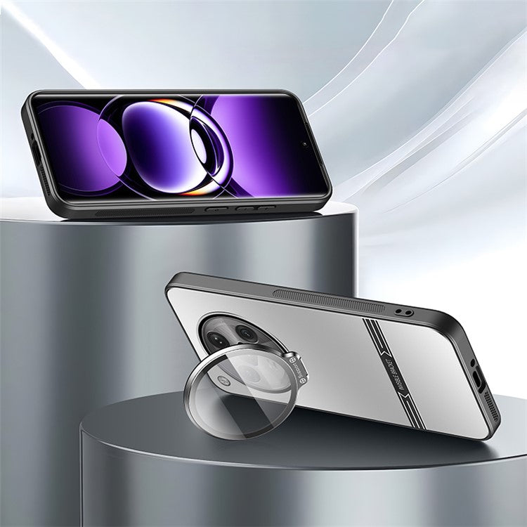 Phone Case for Oppo Find X7 5G PC+TPU Cover with Lens Film Matte Kickstand Cover - Silver