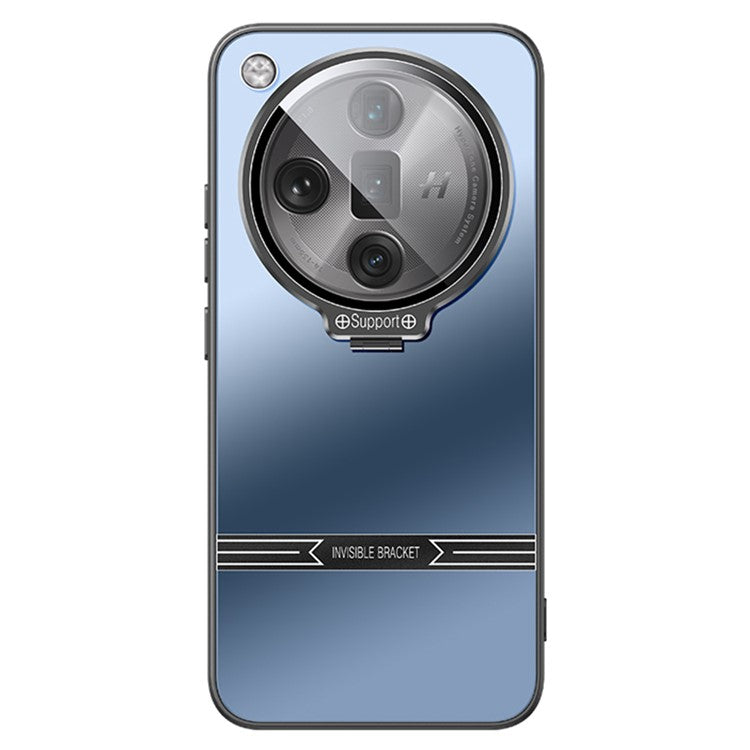 Phone Case for Oppo Find X7 5G PC+TPU Cover with Lens Film Matte Kickstand Cover - Blue
