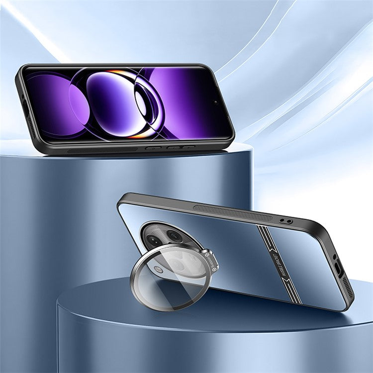 Phone Case for Oppo Find X7 5G PC+TPU Cover with Lens Film Matte Kickstand Cover - Blue