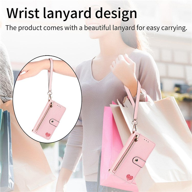 For Samsung Galaxy A13 5G Case RFID Blocking Leather Flip Phone Cover with Purse Card Holders - Pink