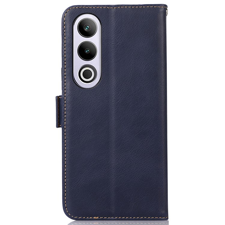 For OnePlus Nord CE4 5G / Oppo K12 Case Crazy Horse Texture Genuine Cow Leather Wallet Phone Cover - Blue