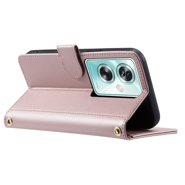 For Oppo A79 5G / A2 5G / OnePlus Nord N30 SE 5G Case Rhombus Grid Leather Crossbody Phone Cover - Rose Gold