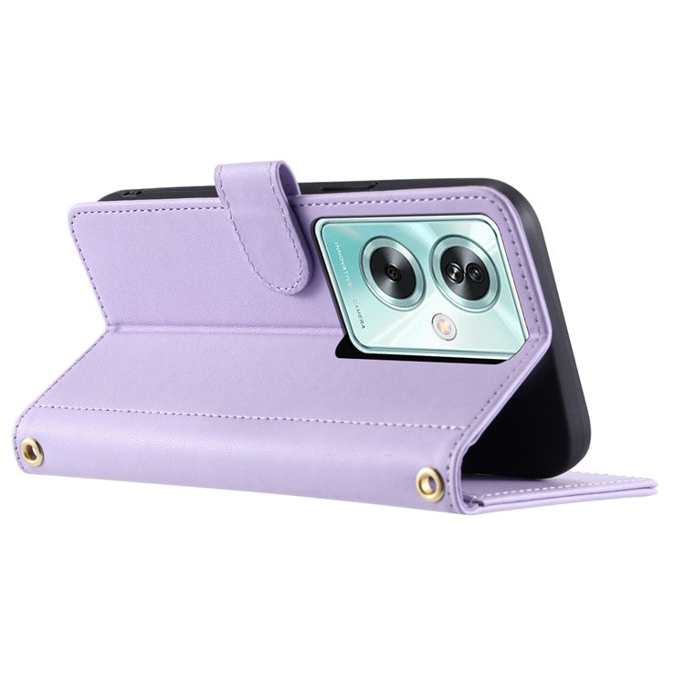 For Oppo A79 5G / A2 5G / OnePlus Nord N30 SE 5G Case Rhombus Grid Leather Crossbody Phone Cover - Purple
