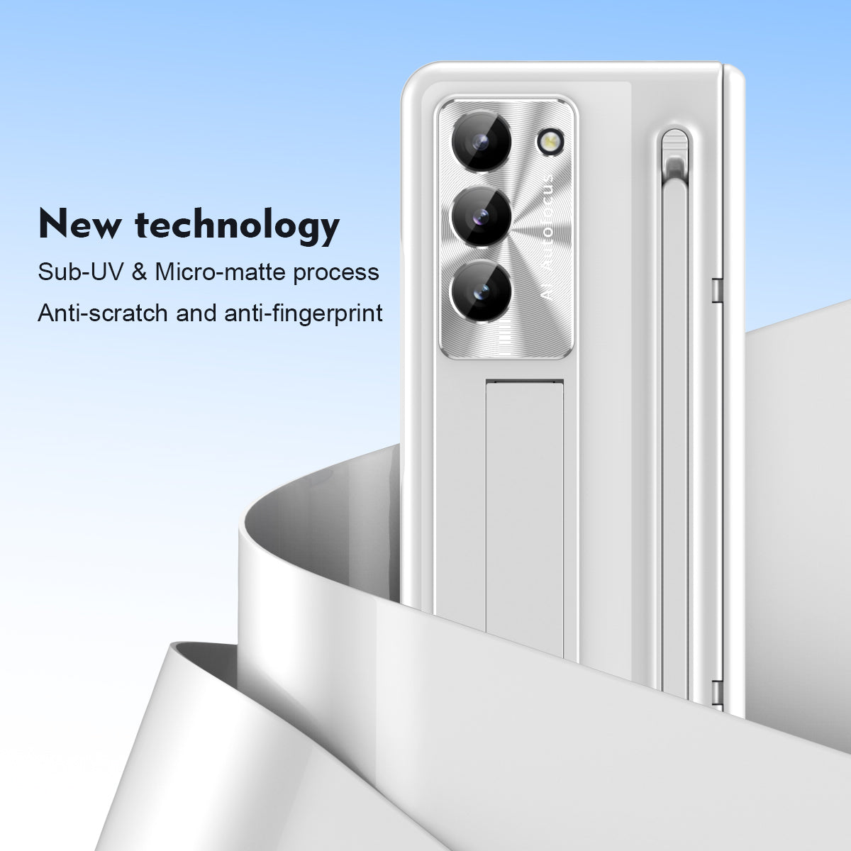 For Samsung Galaxy Z Fold6 5G Kickstand Case Hinge PC Phone Cover with Tempered Glass Film / Stylus - White